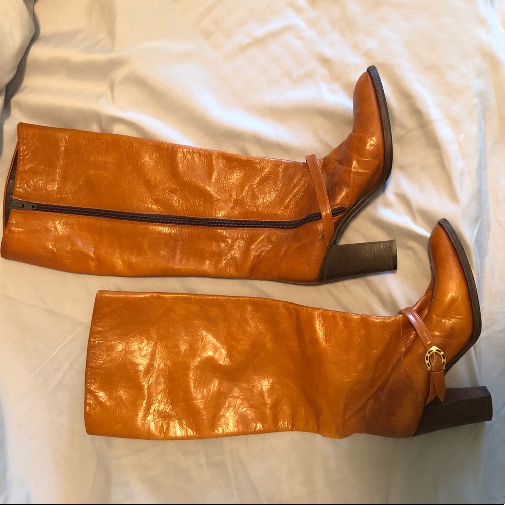 SOLD Bruno Magli honey caramel ladies heeled boots